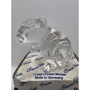 Vintage Princess House PETS 24% Lead Crystal Mouse Figurine‎ Paperweight Germany